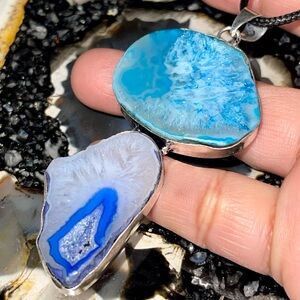Two Color Large Solar Quartz Pendant 3”